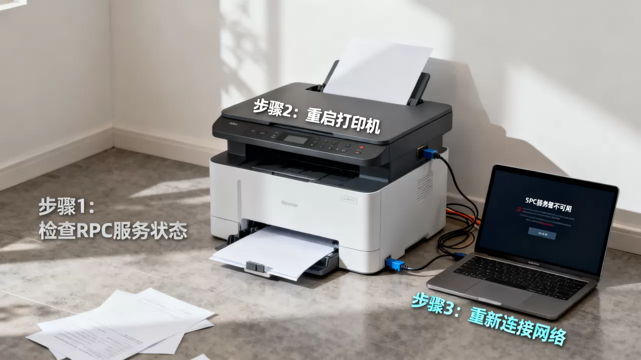 打印机显示RPC服务器不可用怎么办，怎么修复