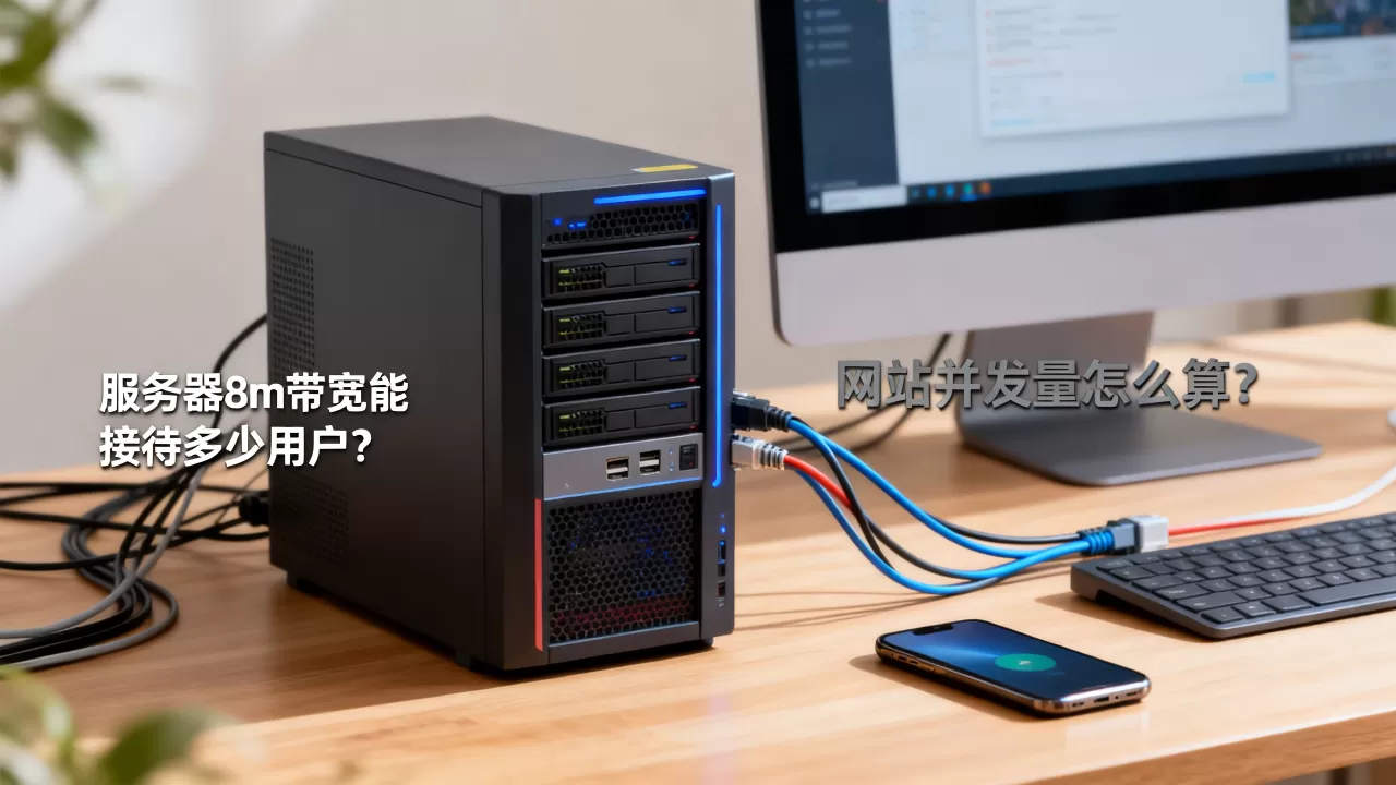 服务器8m带宽能接待多少用户？,网站并发量怎么算？