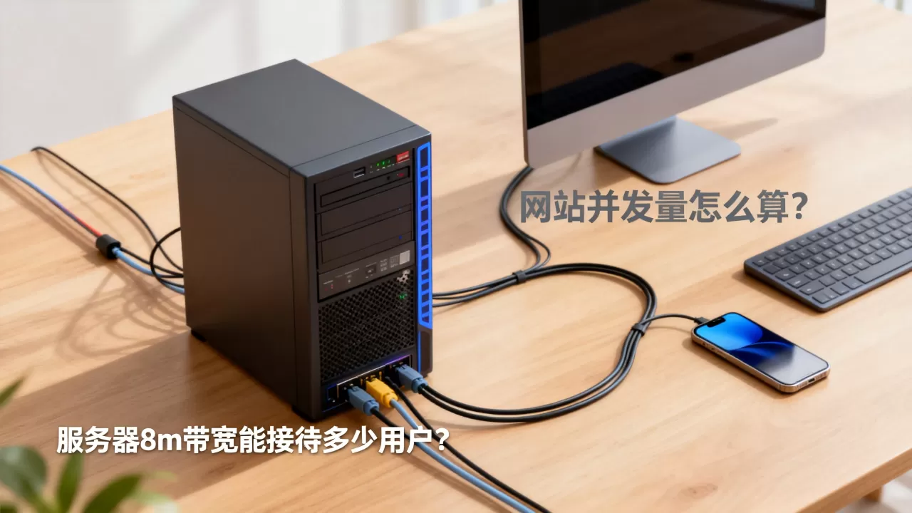 服务器8m带宽能接待多少用户？,网站并发量怎么算？