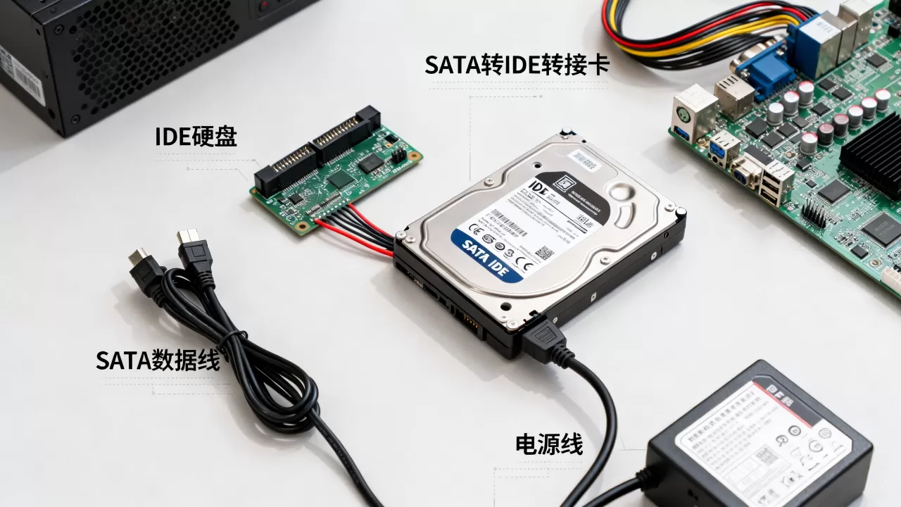 IDE硬盘怎么连接到电脑，需要什么转接头
