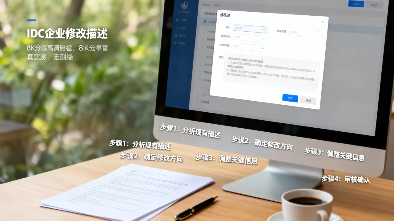 IDC企业如何修改描述，具体步骤是什么？