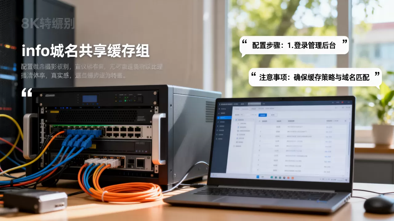 如何配置info域名共享缓存组？，有哪些注意事项？