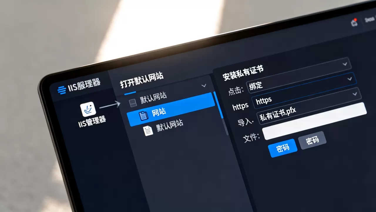 IIS怎么打开默认网站,怎么安装私有证书? IIS怎么打开默认网站,怎么安装私有证书?