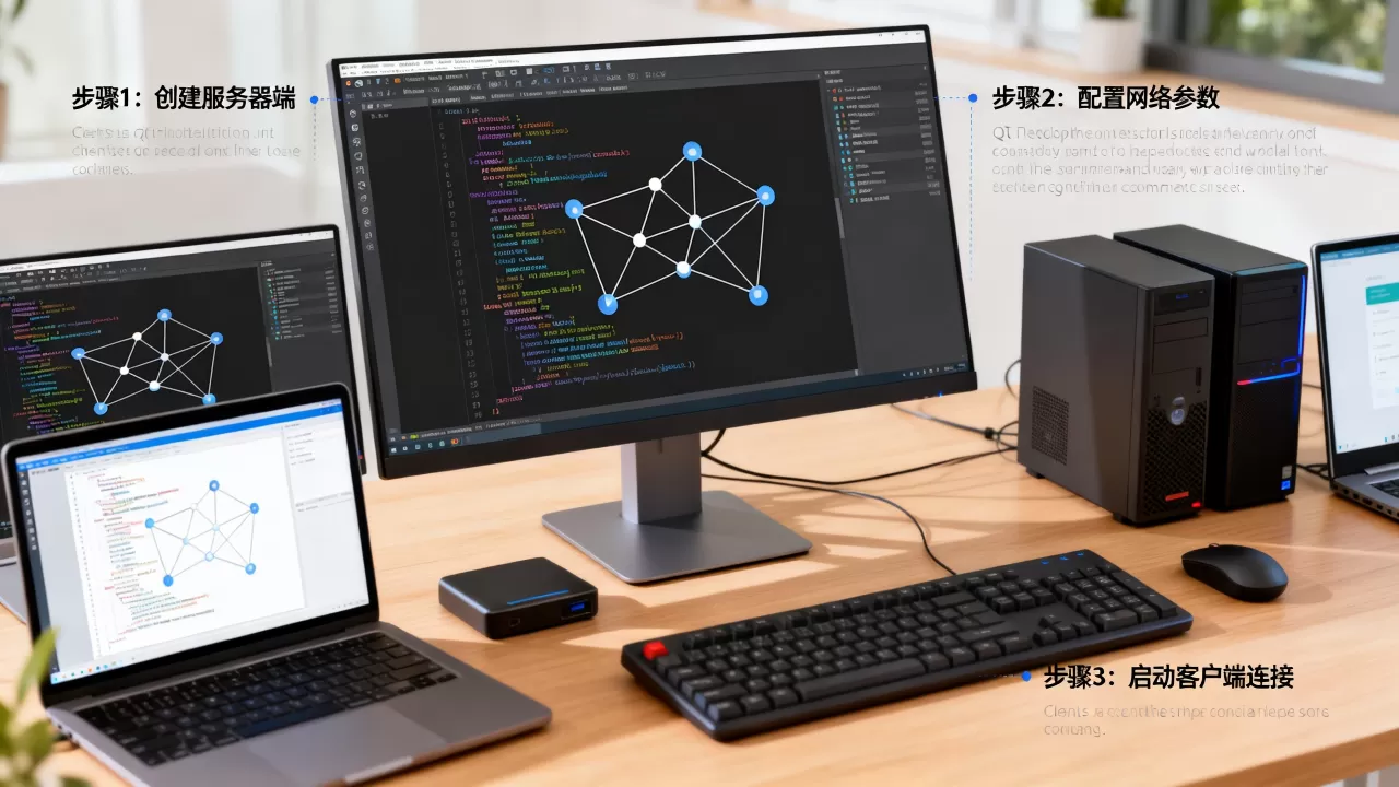 Qt中怎么建立多个客户端和服务器通信，有哪些步骤