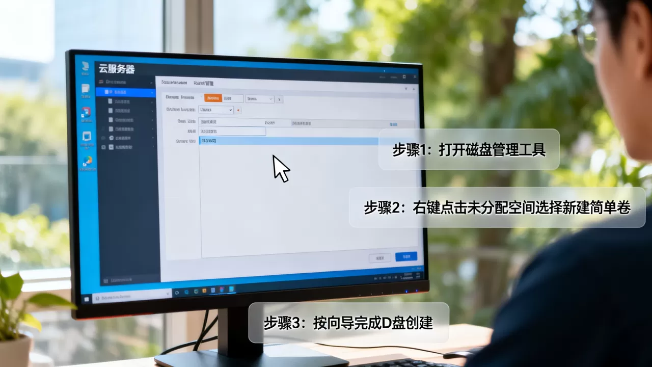 云服务器只有一个C盘怎么创建D盘，有哪些步骤？