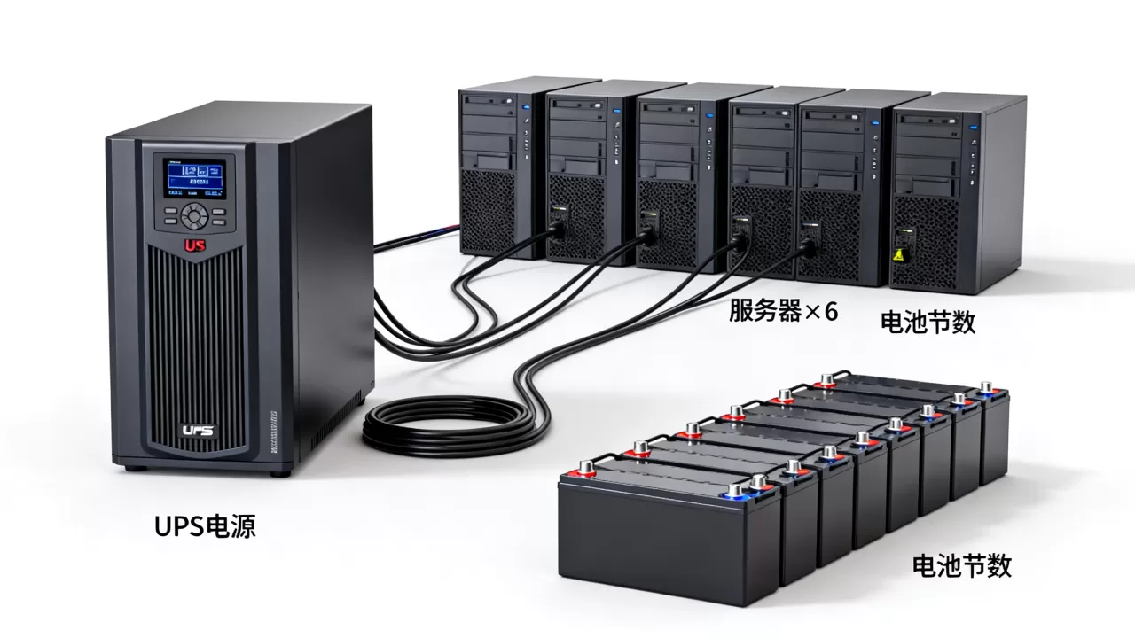 UPS电源带6台服务器要多少节电池,电池节数怎么算 UPS电源带6台服务器要多少节电池,电池节数怎么算