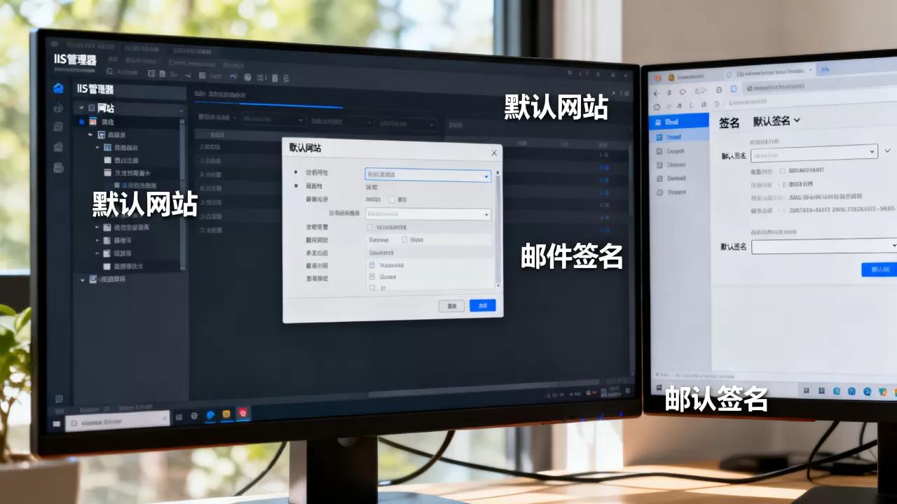 iis怎么更改默认网站, 邮件默认签名在哪里设置？