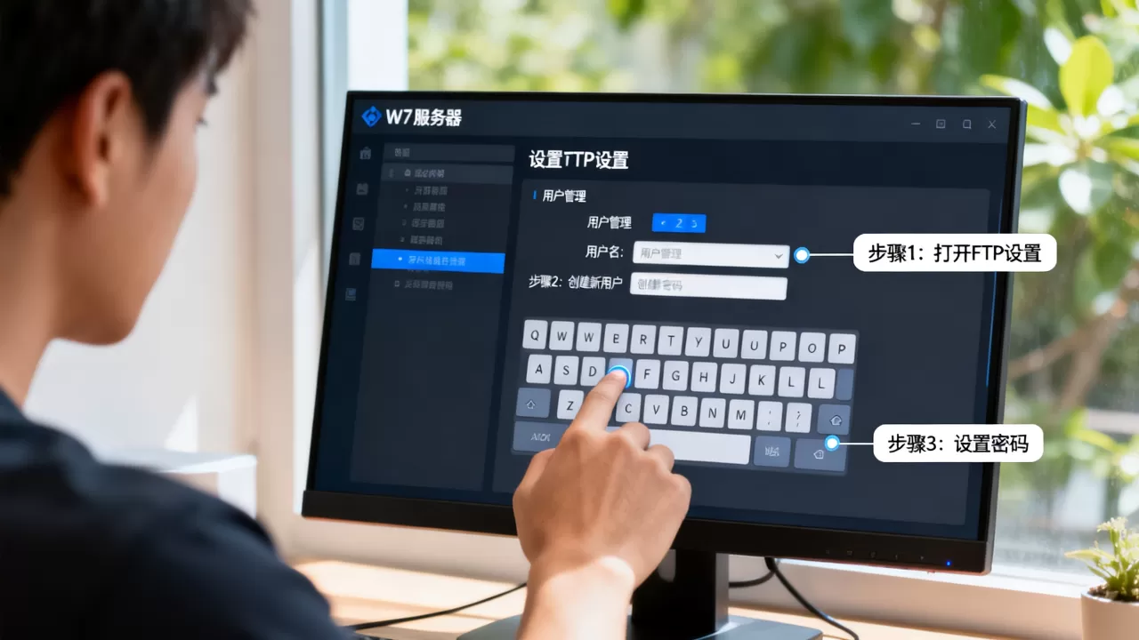 W7服务器FTP用户名密码怎么设置？,设置步骤有哪些？