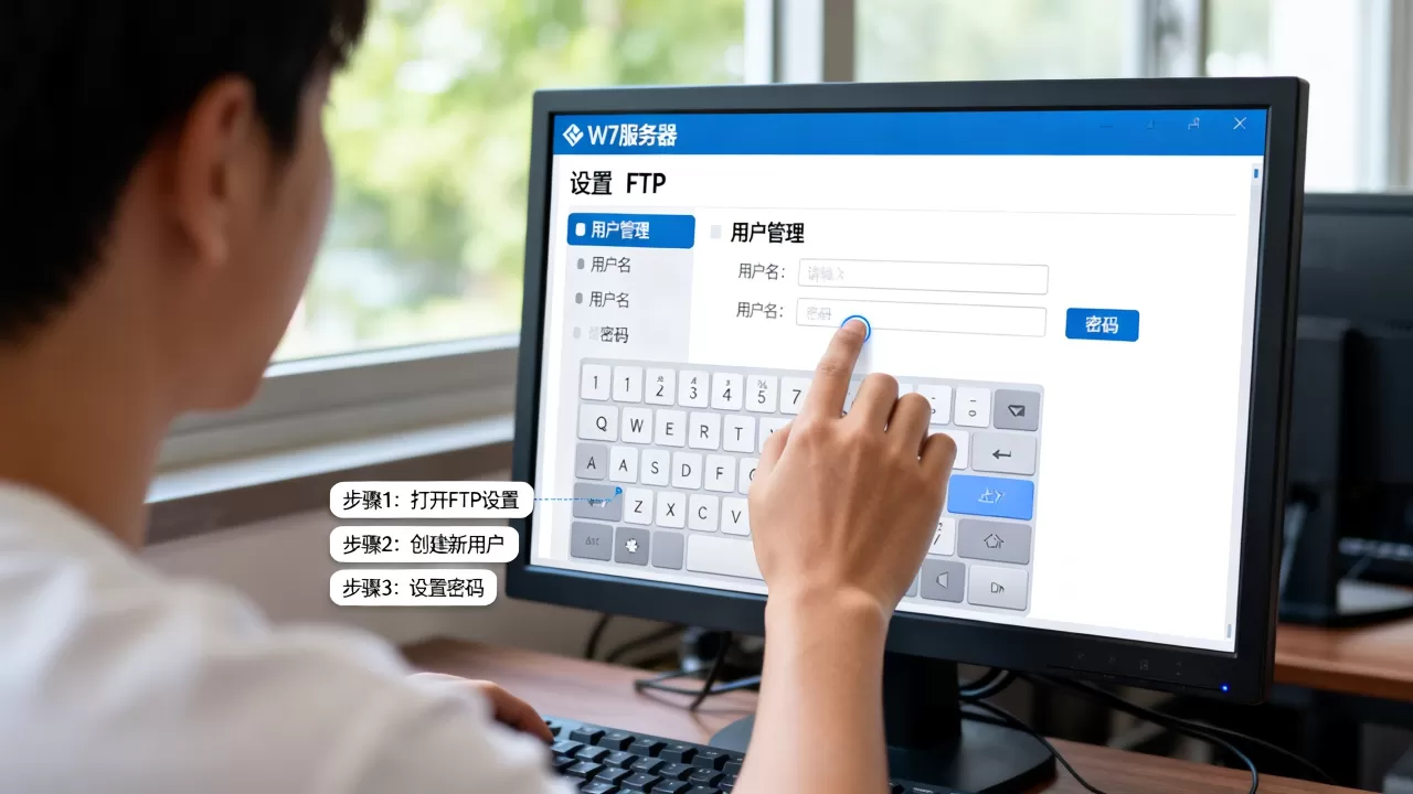 W7服务器FTP用户名密码怎么设置？,设置步骤有哪些？