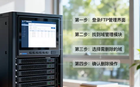 如何删除FTP服务器上的域，具体操作步骤是什么？