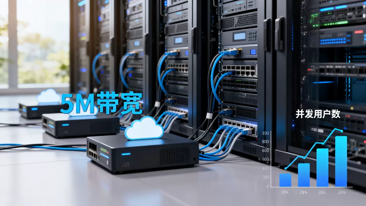 云服务器带宽5m能带多少人