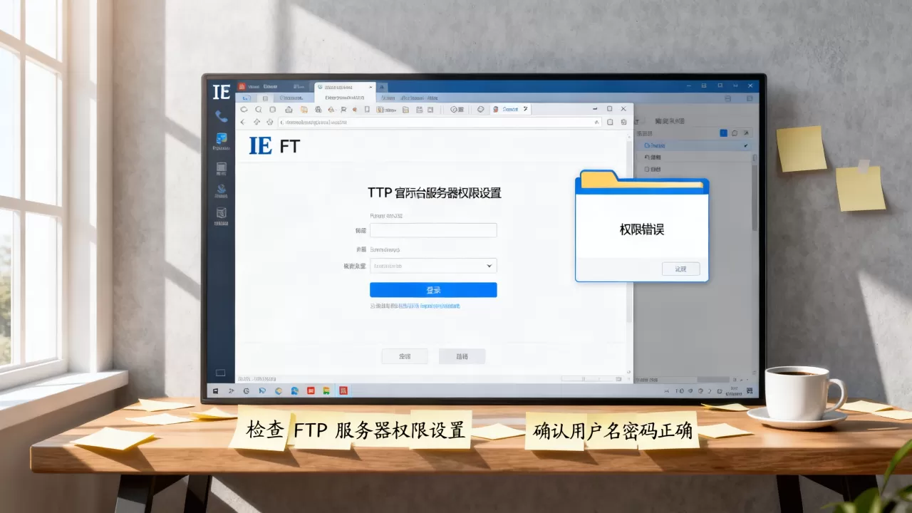 为什么IE登录FTP时打开文件夹提示权限错误，怎么解决