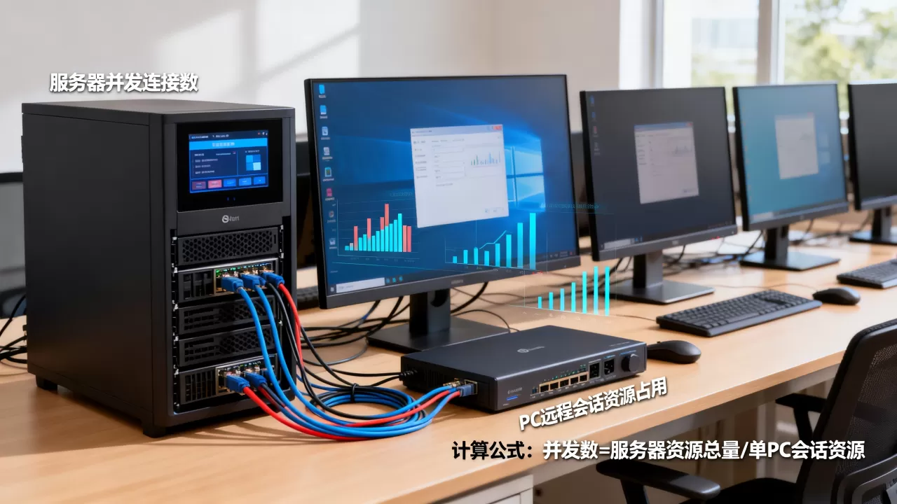 一台服务器支持多少台PC远程，怎么计算？
