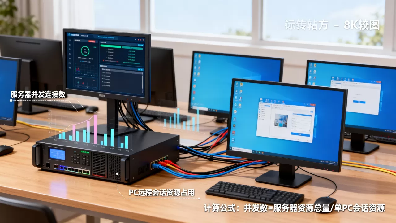 一台服务器支持多少台PC远程，怎么计算？