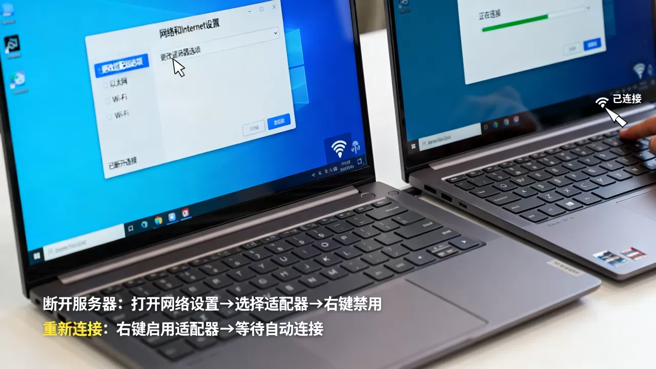 win10电脑如何临时断开服务器,断网后怎么重新连接