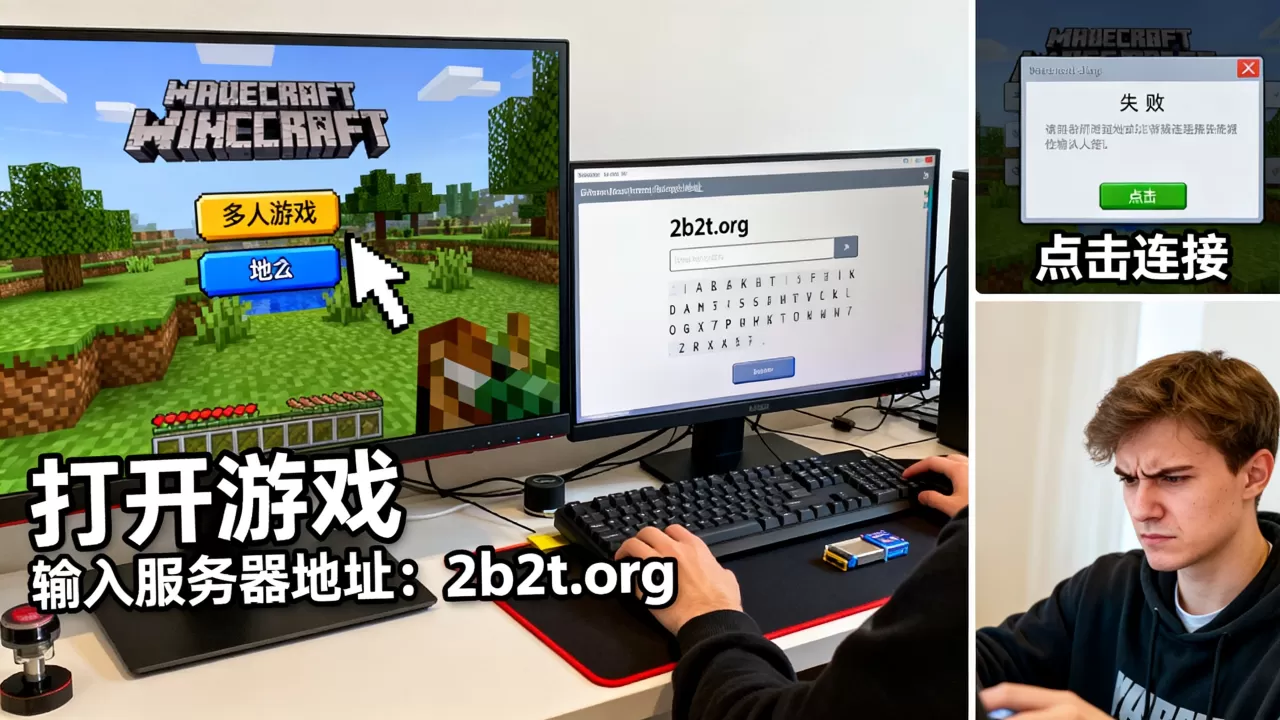 我的世界2b2t服务器怎么进视频教程，为什么进不去