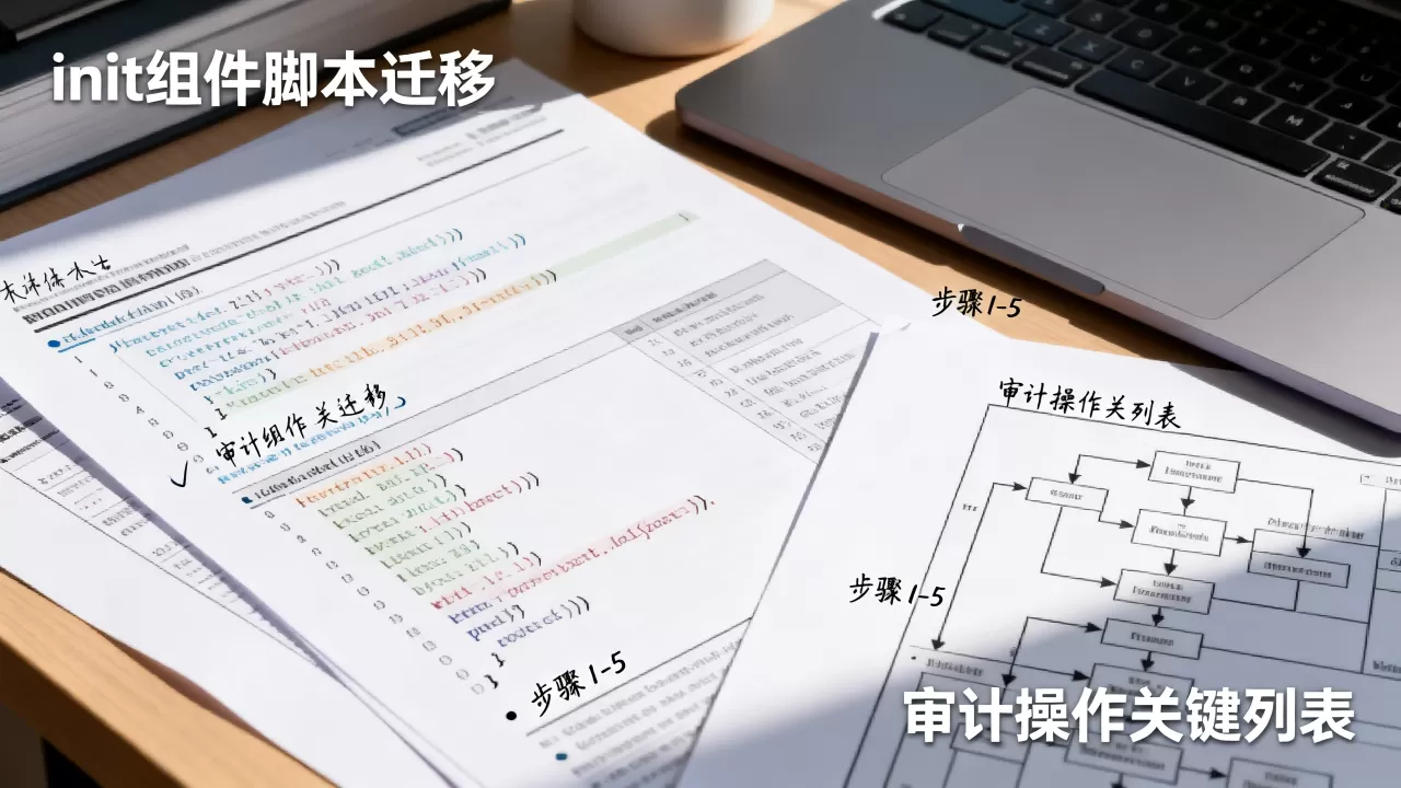 init组件脚本迁移支持审计操作的关键列表有哪些，怎么做？