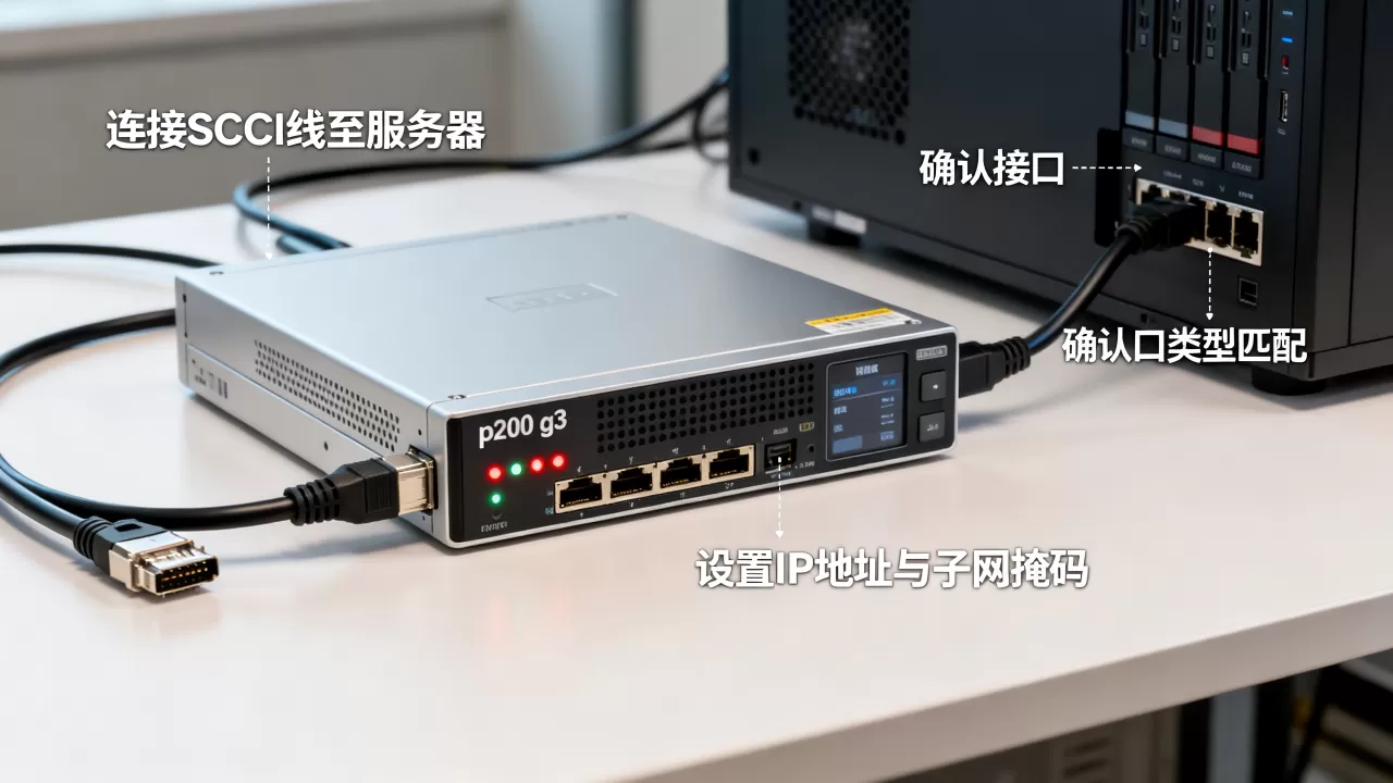 p2000 g3 isci怎么正确连接服务器，怎么设置