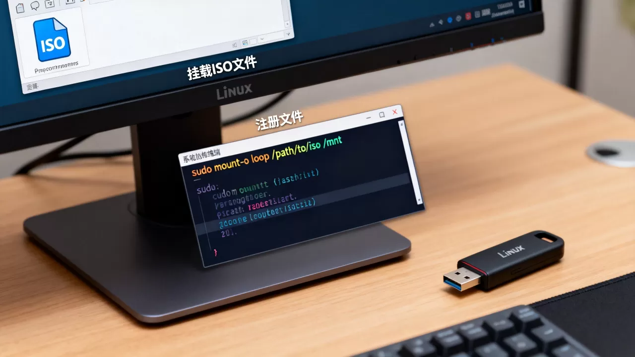如何在Linux中安装注册ISO文件，具体步骤是什么？