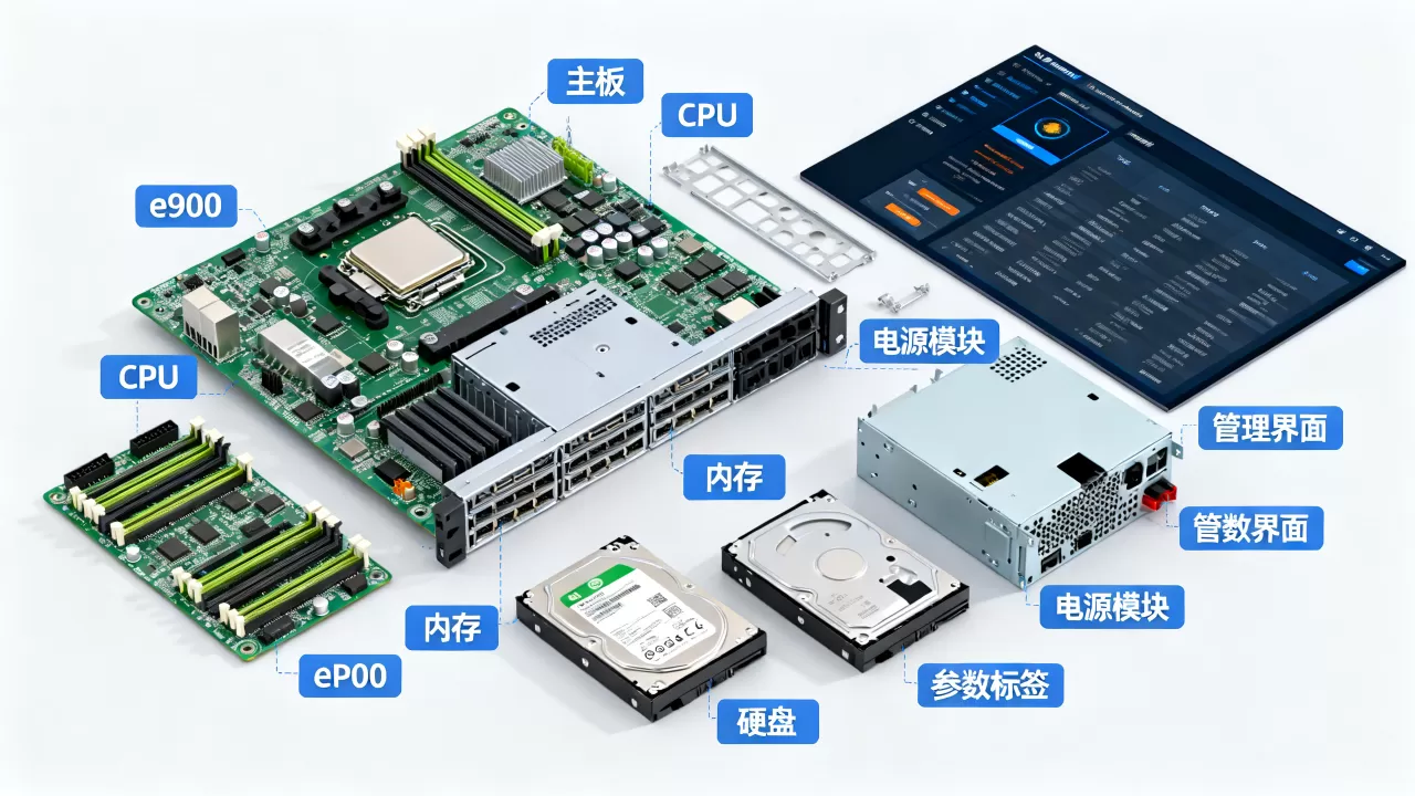 e9000服务器由哪些组件构成呢，配置参数怎么看
