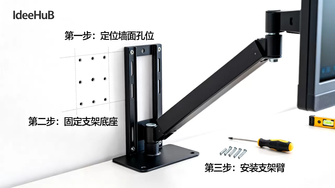 IdeaHub挂墙支架硬件如何安装？,安装步骤有哪些？