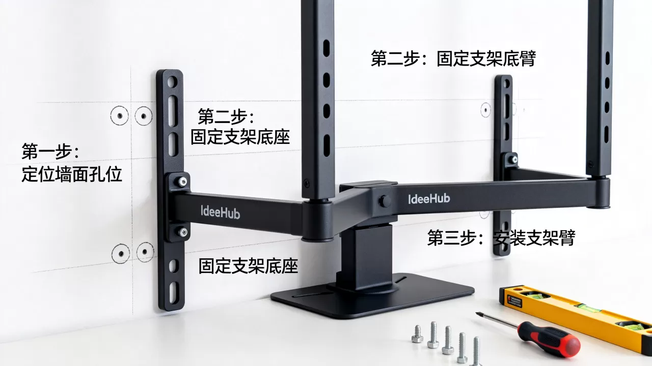 IdeaHub挂墙支架硬件如何安装？,安装步骤有哪些？