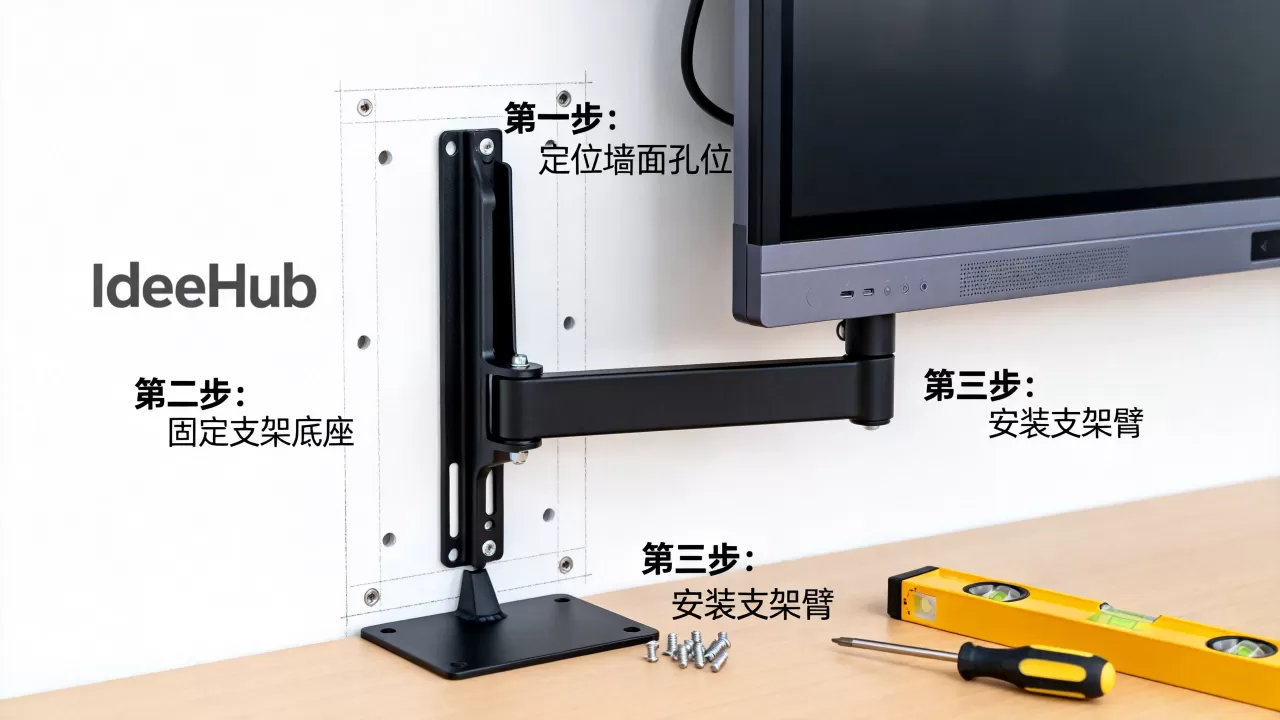 IdeaHub挂墙支架硬件如何安装？,安装步骤有哪些？