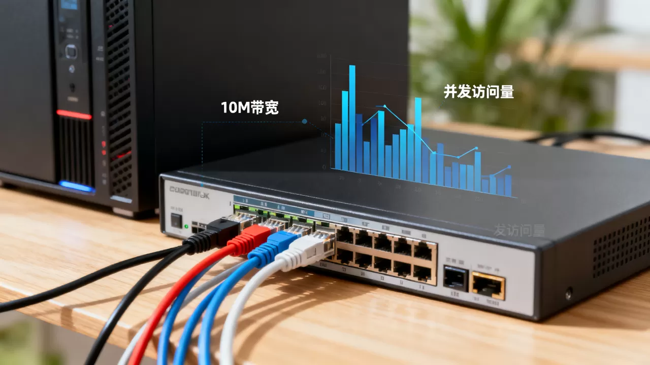 服务器10M带宽能容纳多少人，并发访问量多少合适？