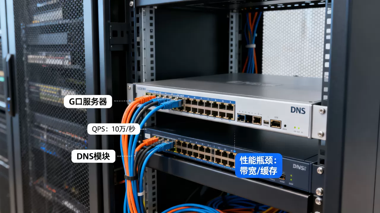 G口服务器DNS的QPS能达到多少，性能瓶颈怎么解决？