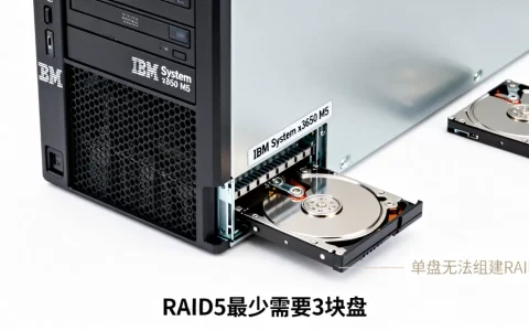 ibm服务器一块盘如何做raid5，raid5需要几块盘