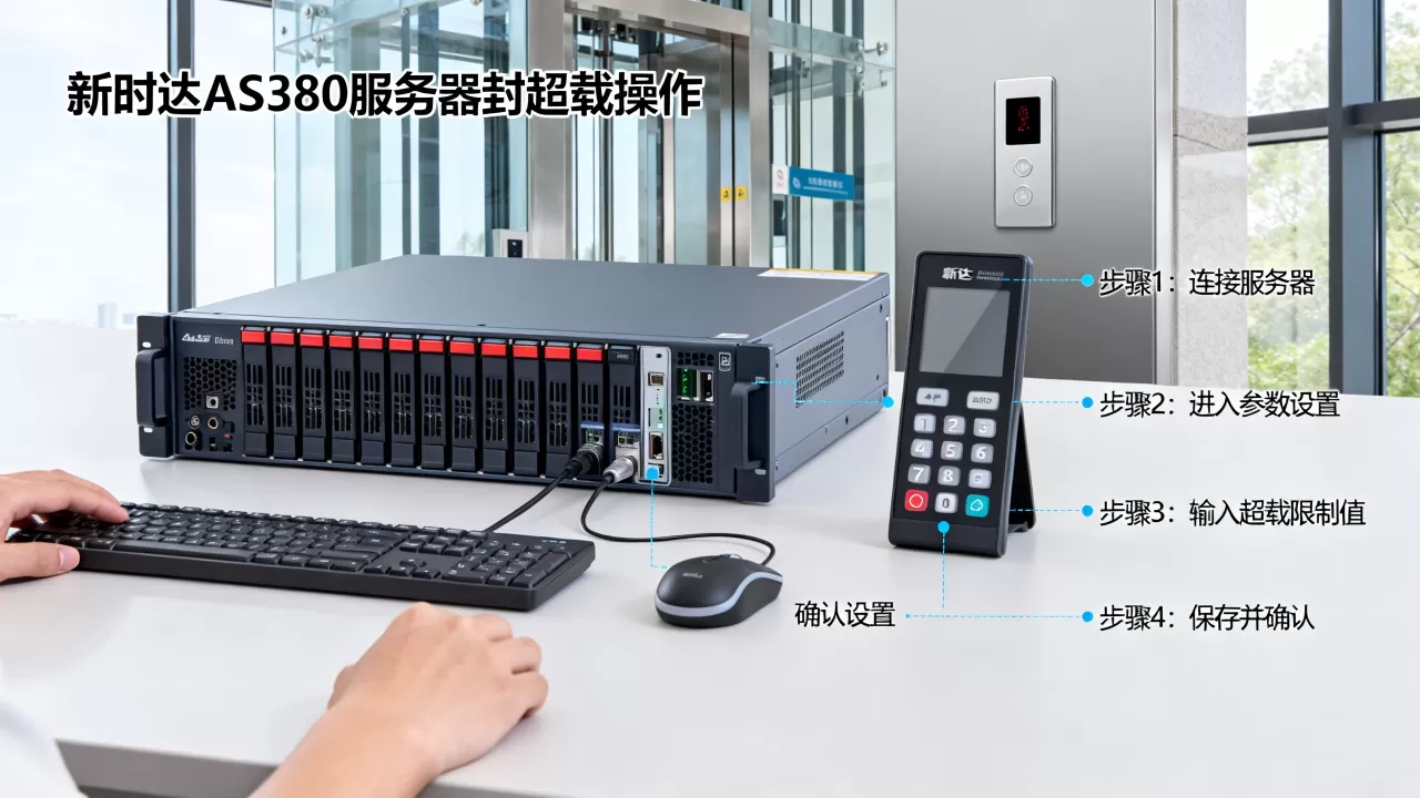 新时达AS380电梯怎么用服务器封超载？,操作步骤是什么？