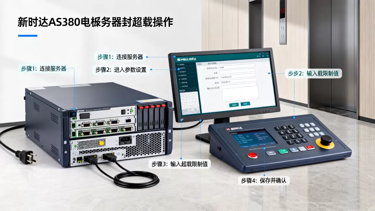 新时达AS380电梯怎么用服务器封超载？,操作步骤是什么？