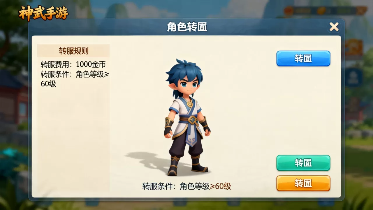 神武手游角色转服务器要多少钱
