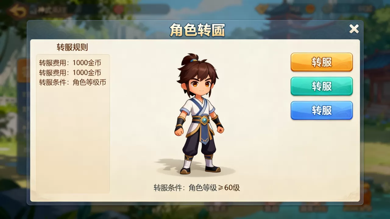 神武手游角色转服务器要多少钱