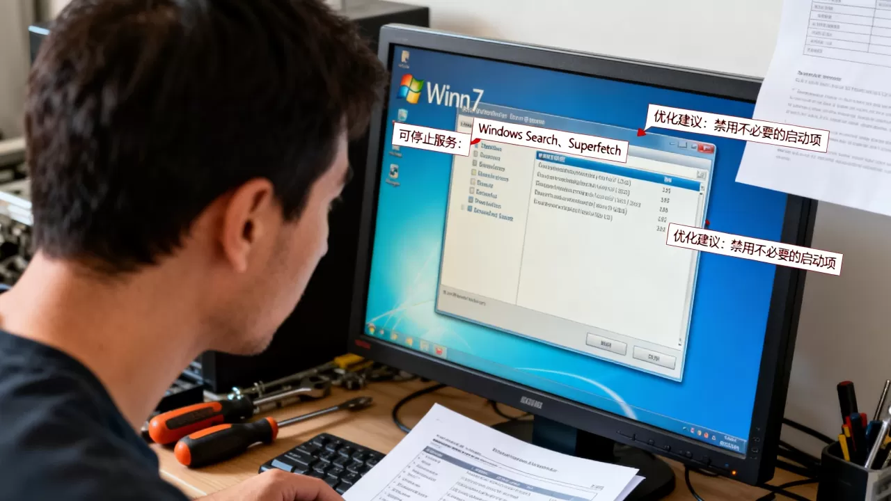 Win7哪些服务器可以停掉？，怎么优化最安全？