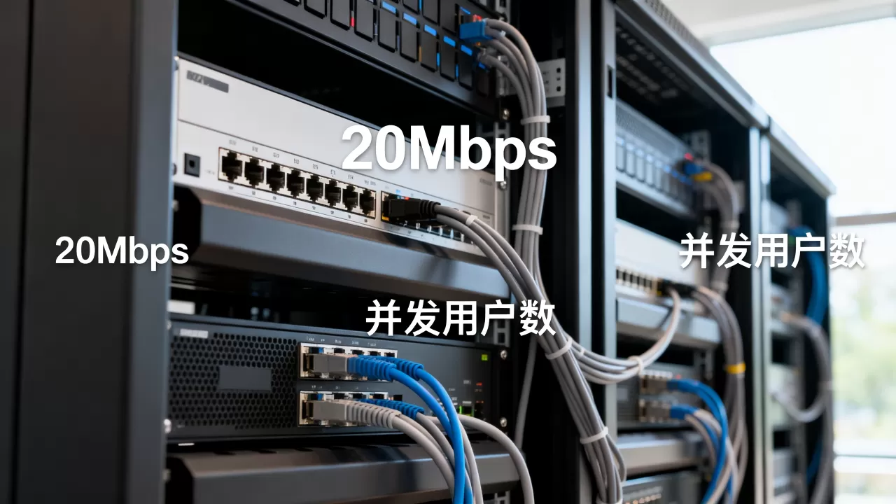 服务器宽带20m可以承受多少人