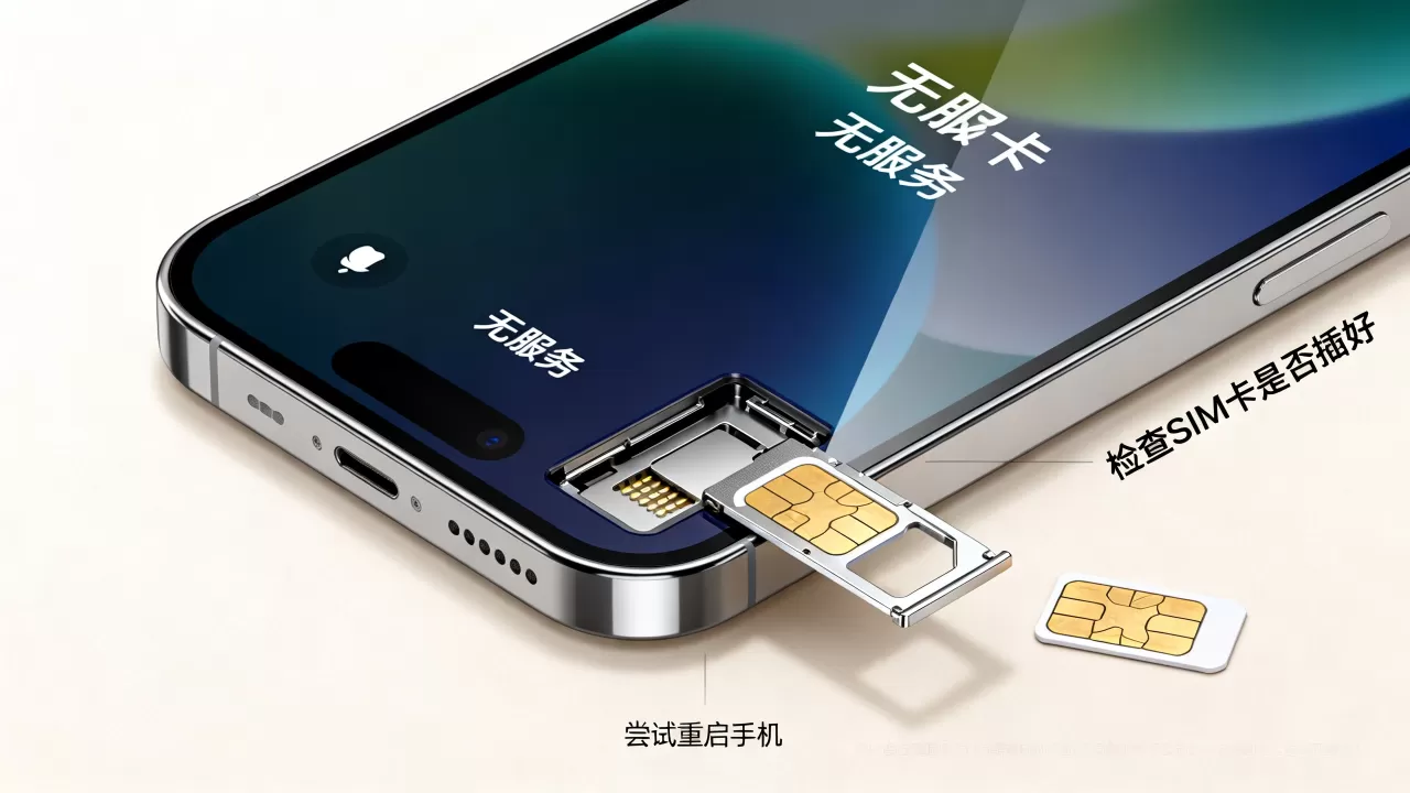 为什么SIM卡装到苹果上显示无服务器？，怎么回事？