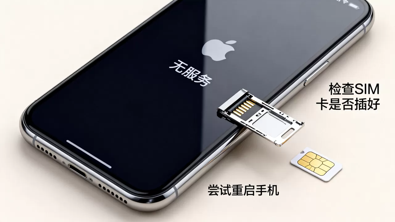 为什么SIM卡装到苹果上显示无服务器？，怎么回事？