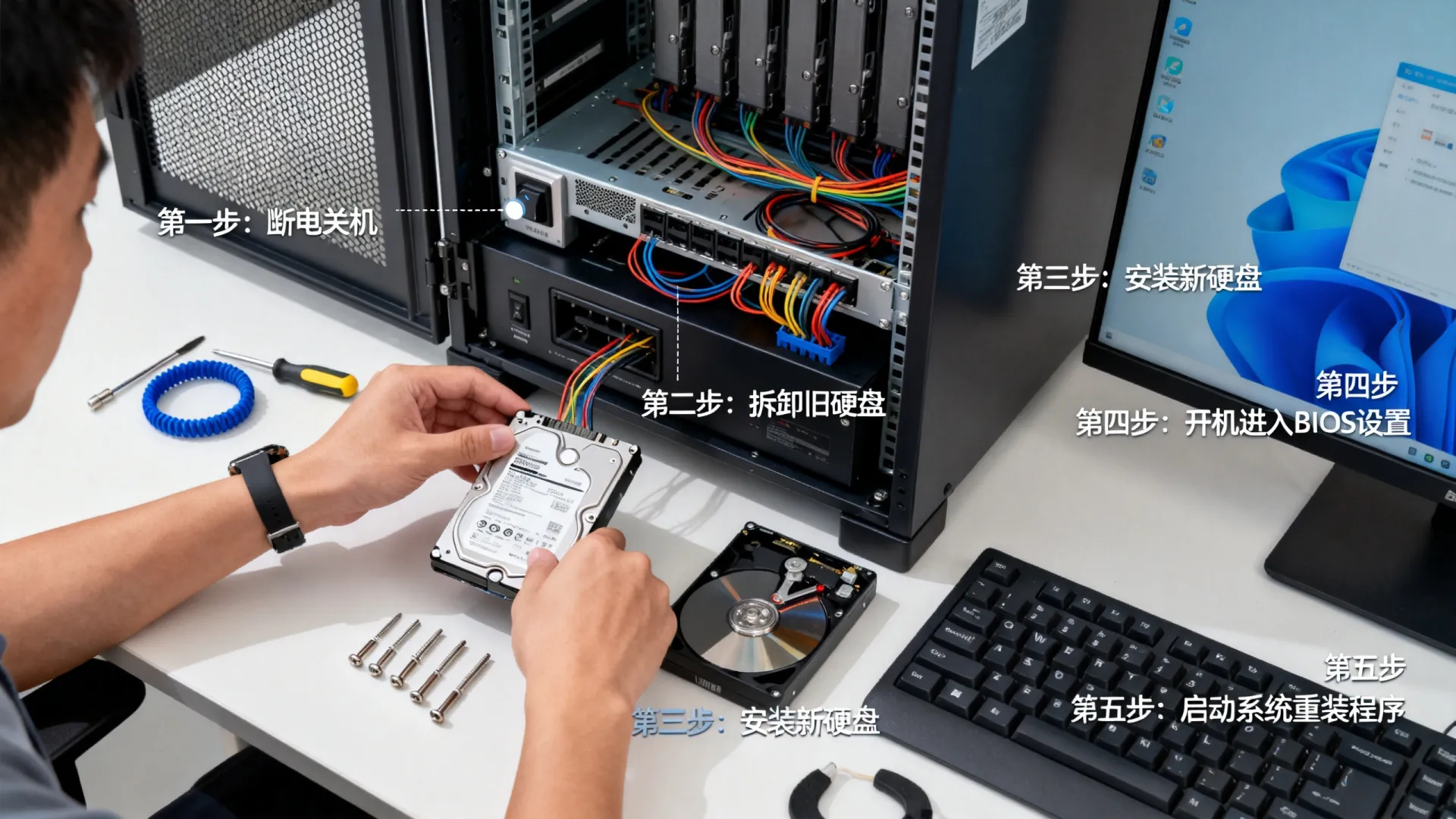 服务器更换硬盘之后怎样操作系统