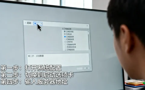 如何将服务器地址添加到启动项设置中？