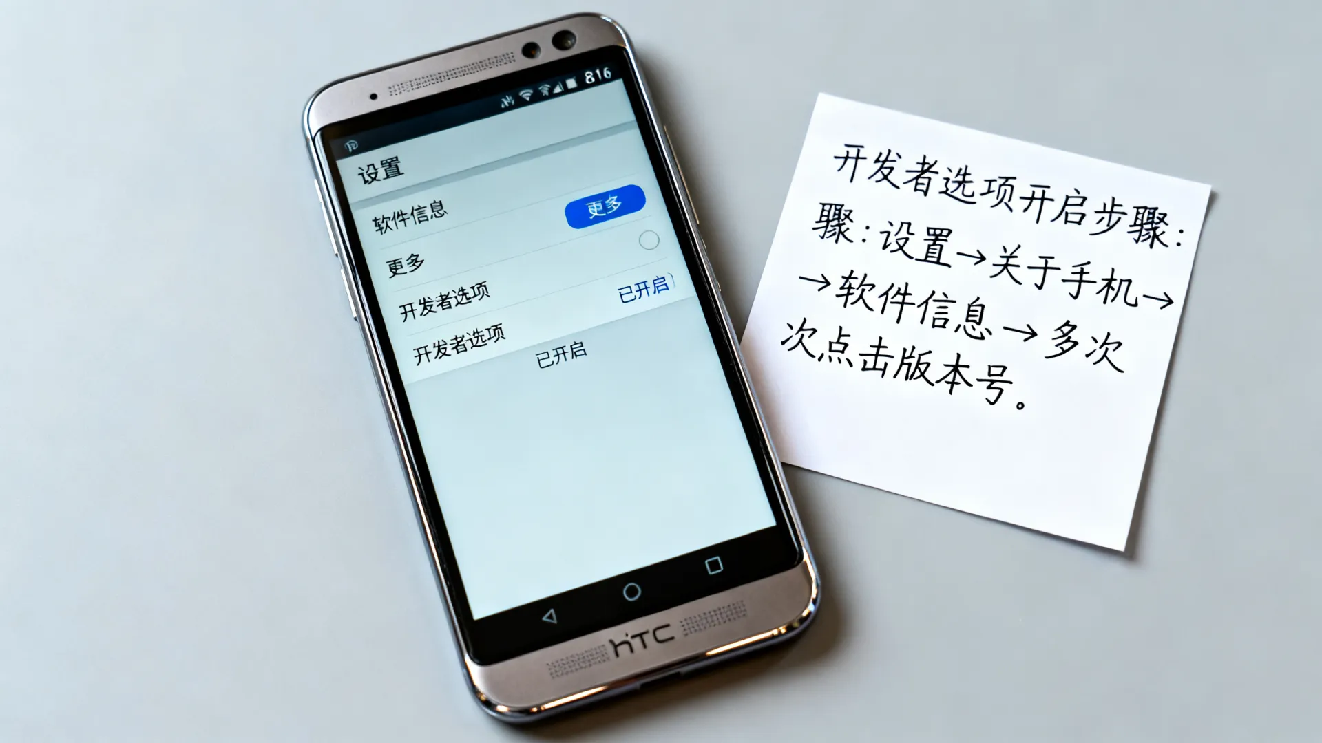 htc 816 开发者选项