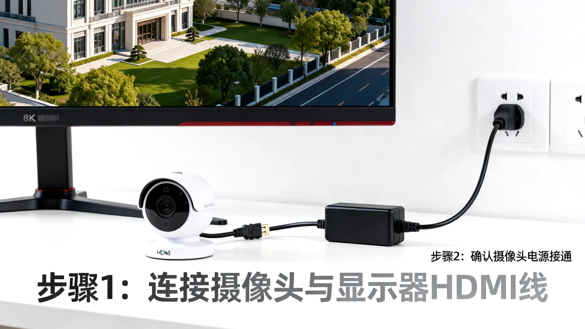 监控摄像头直接连接显示器教程