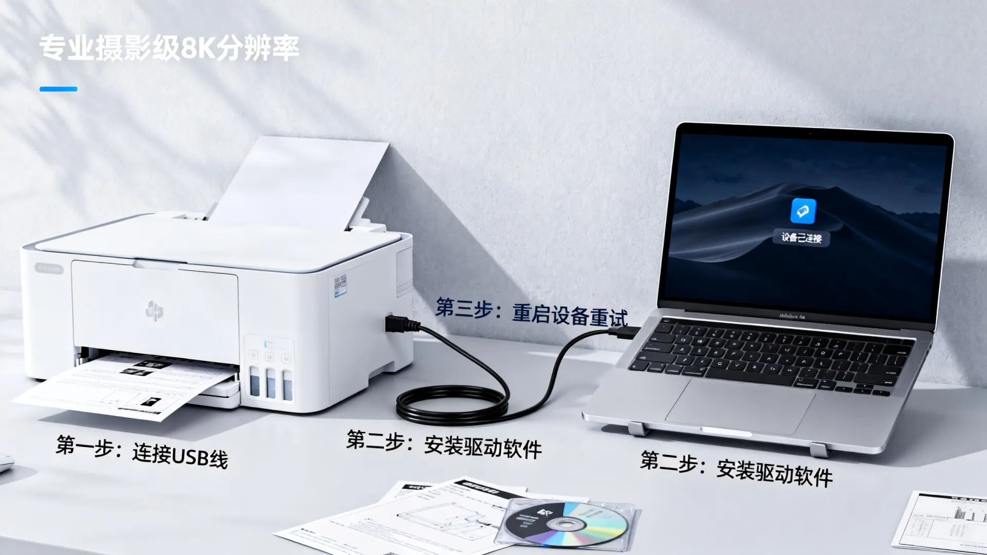 打印机怎么连接电脑安装软件 打印机怎么连接电脑安装软件