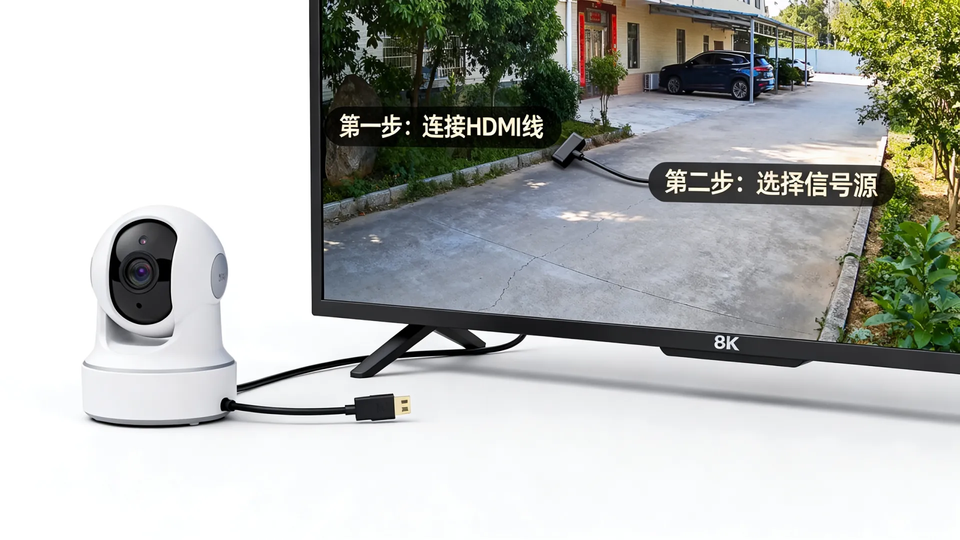 监控摄像头直接连接电视教程