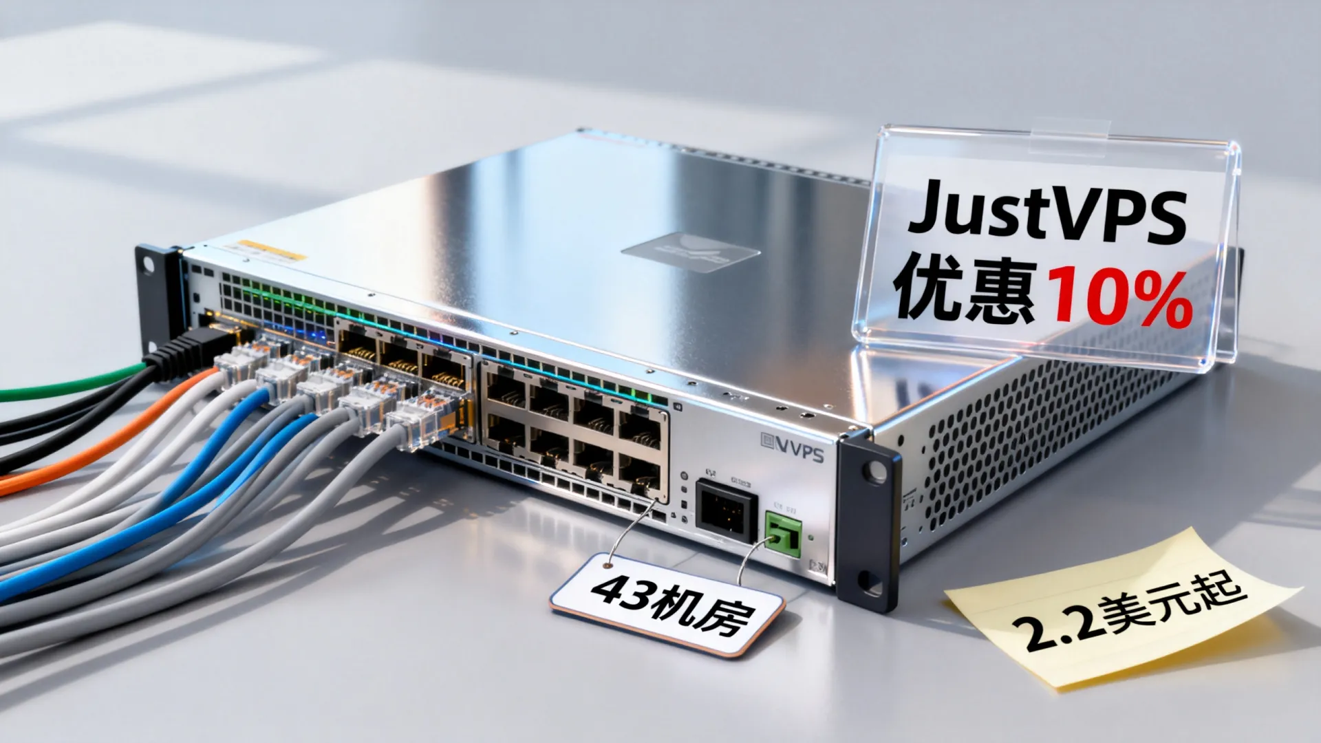 JustVPS优惠10%怎么买？低价国外VPS推荐，43机房2.2美元起