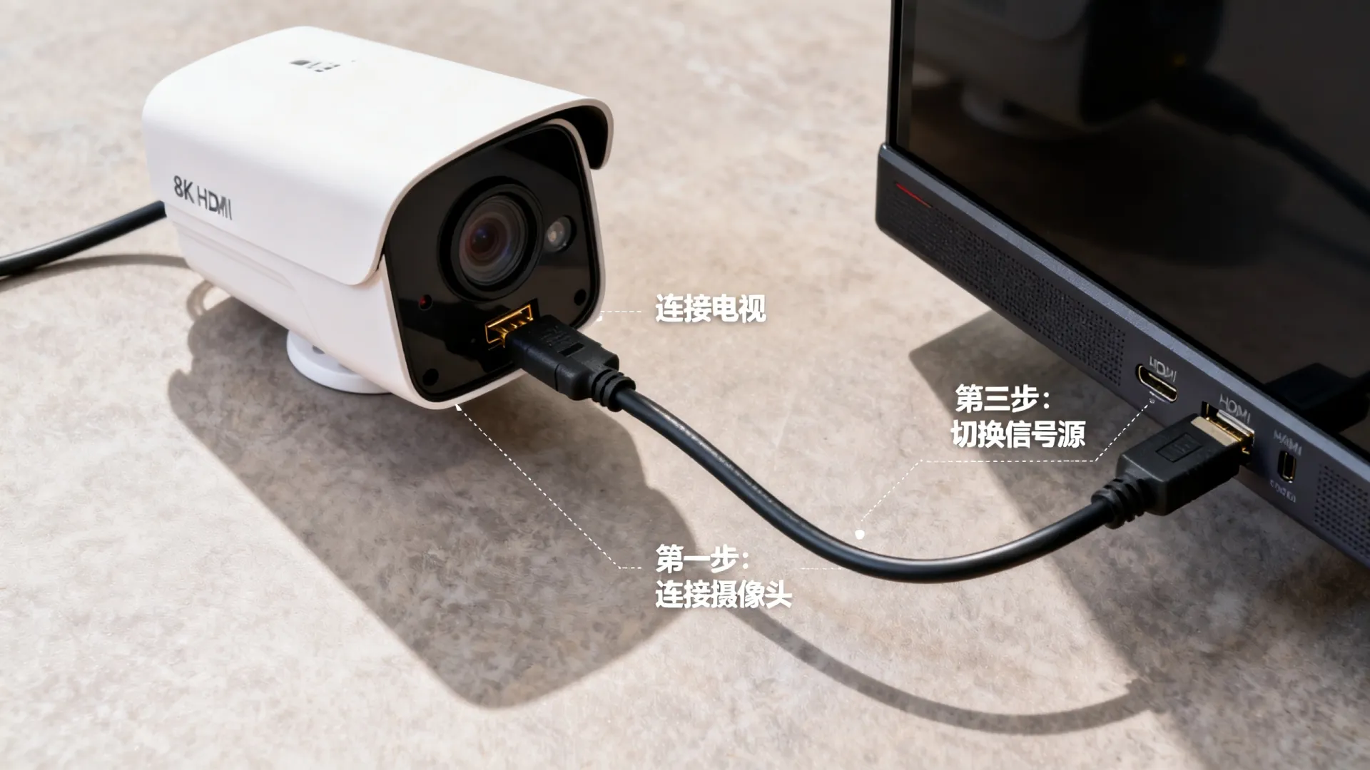 监控摄像头连接电视安装图解