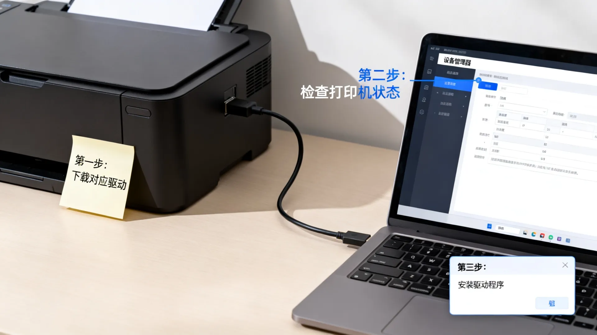 如何安装打印机连接电脑驱动程序