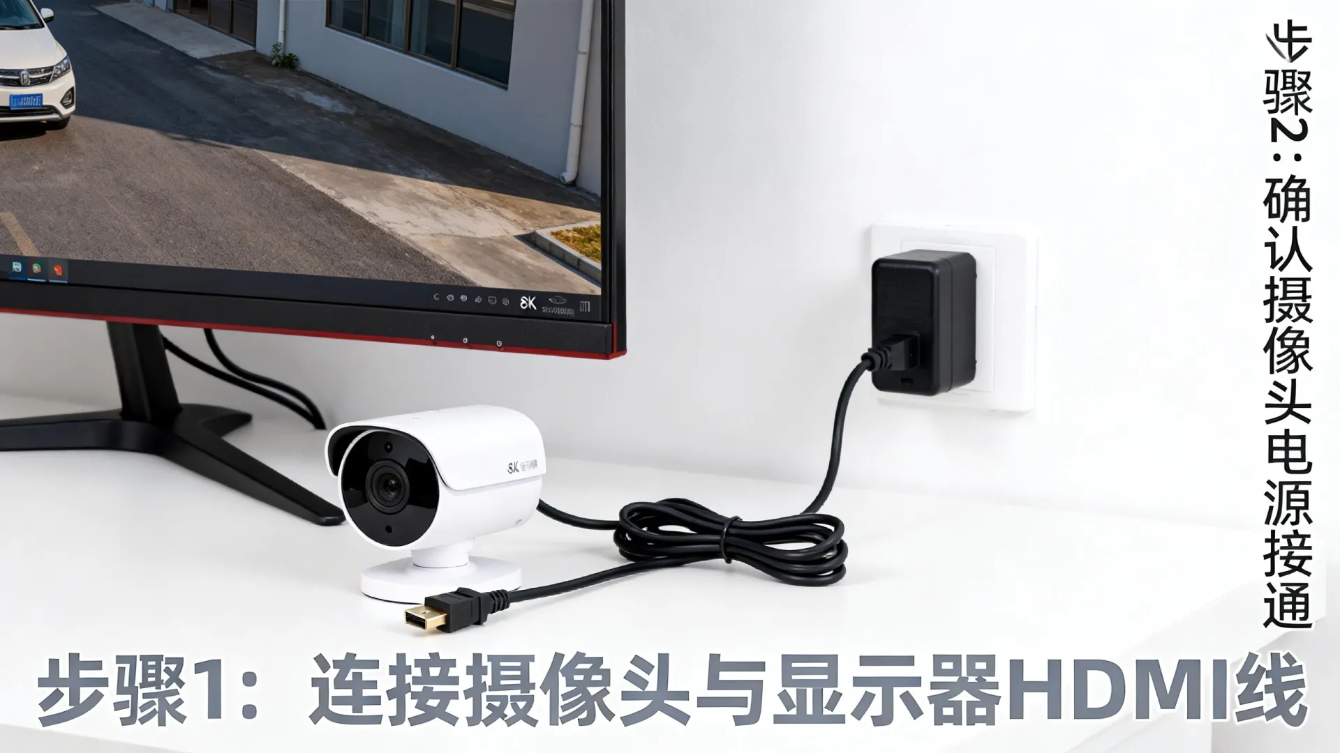 监控摄像头直接连接显示器教程