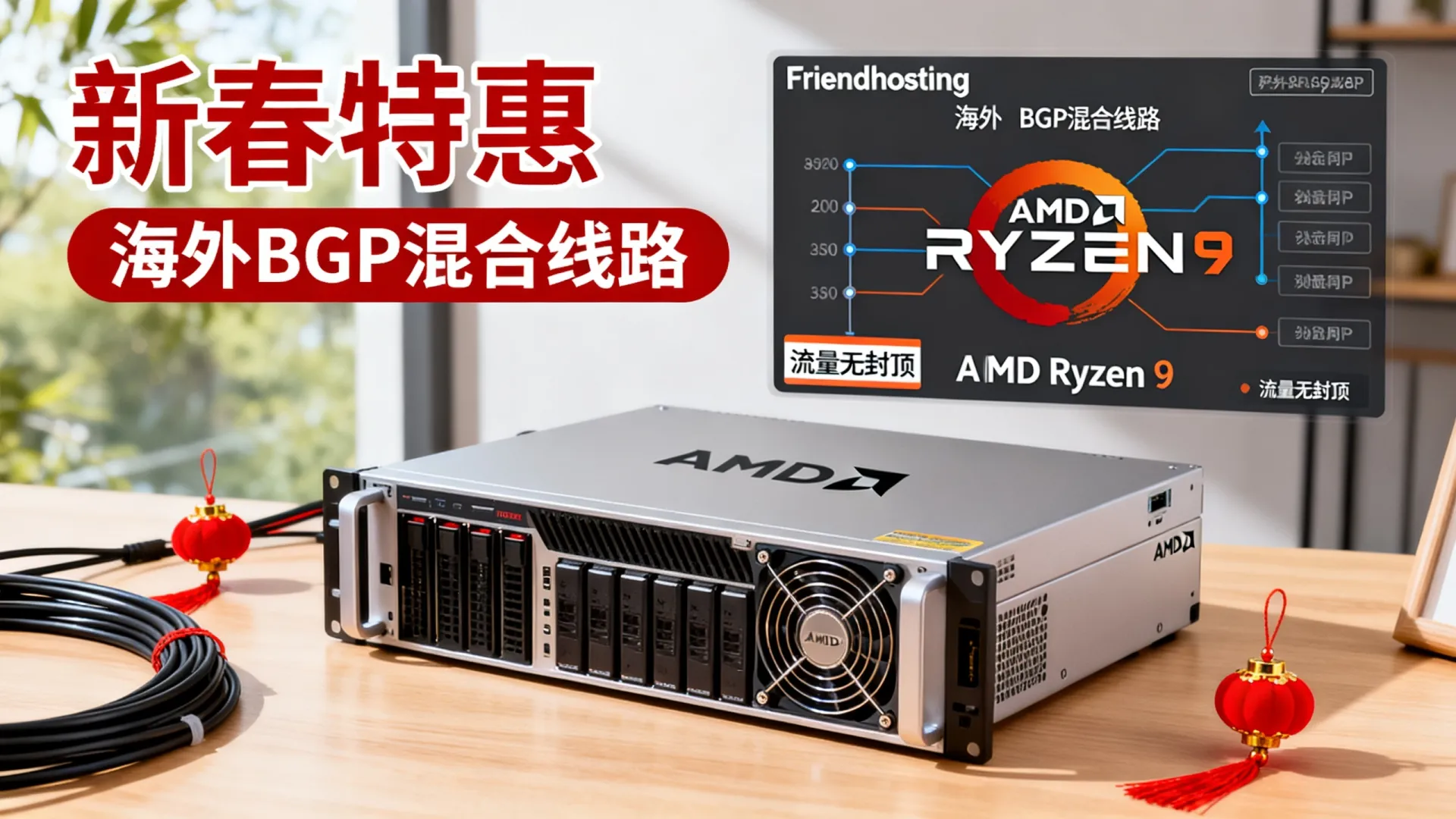新春特惠 海外BGP混合线路 Friendhosting(AMD Ryzen 9,流量无封顶) 新春特惠 海外BGP混合线路 Friendhosting