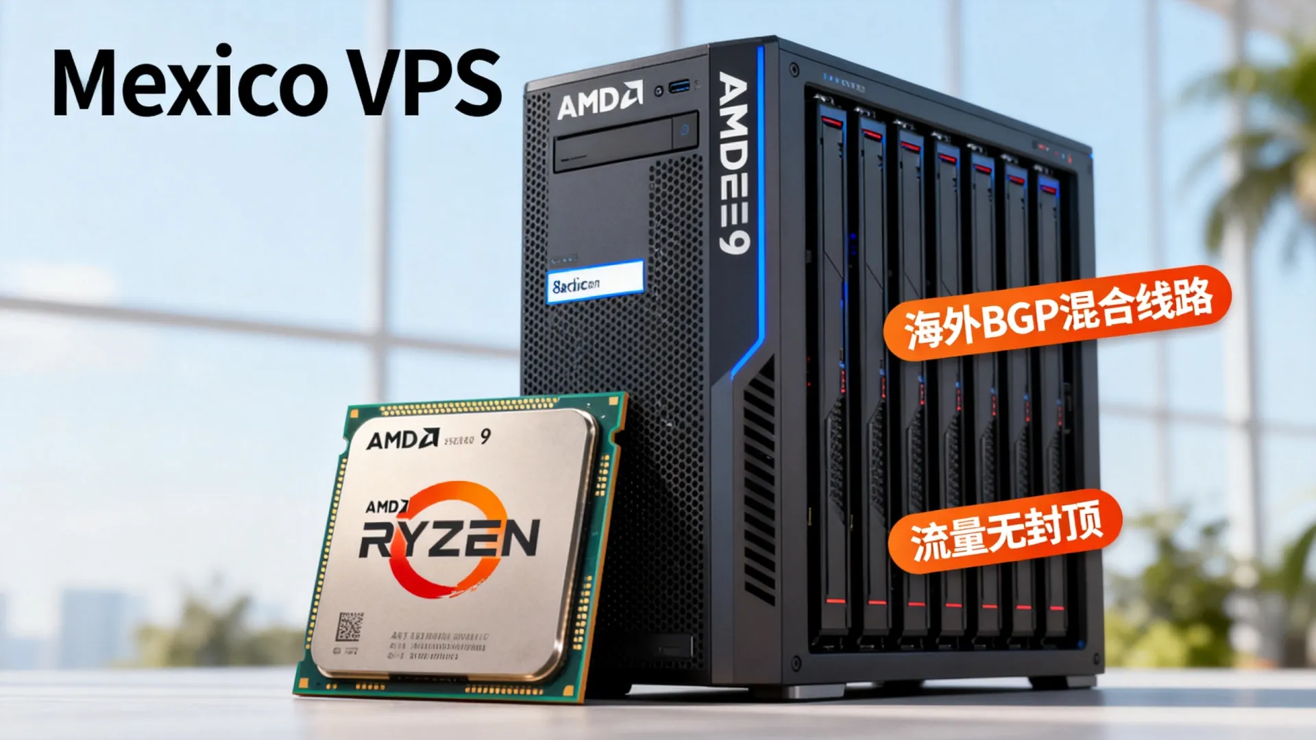 海外BGP混合线路 墨西哥vps - AMD Ryzen 9,流量无封顶 海外BGP混合线路 墨西哥vps